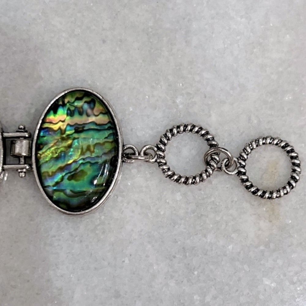 Abalone Shell Silver Toggle Clasp Bracelet - image 5